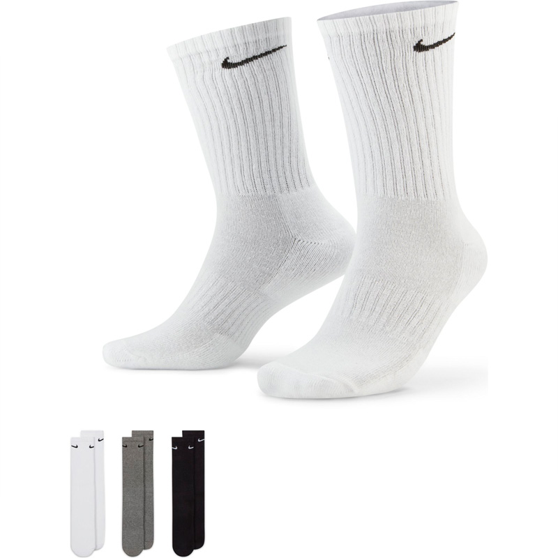 ブランド: NIKE(ナイキ)分 類: ユニセックス ソックス商 品 名: ナイキ 3P エブリデイ クッション クルー ソックス素 材: 本体: 綿 69%, ポリエステル 28%, ポリウレタン 